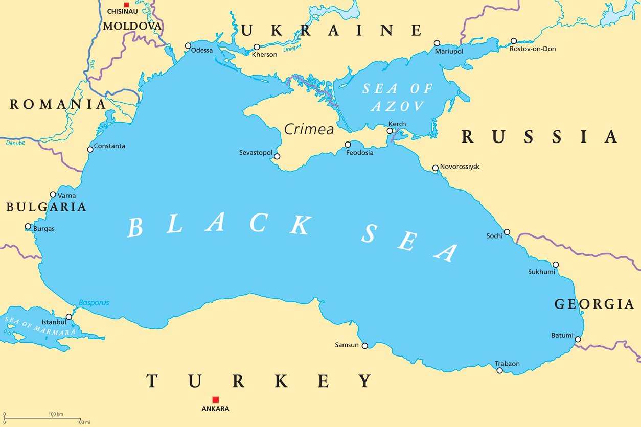 black sea Turkey, Bulgaria, Romania, Ukraine, Russia, and Georgia